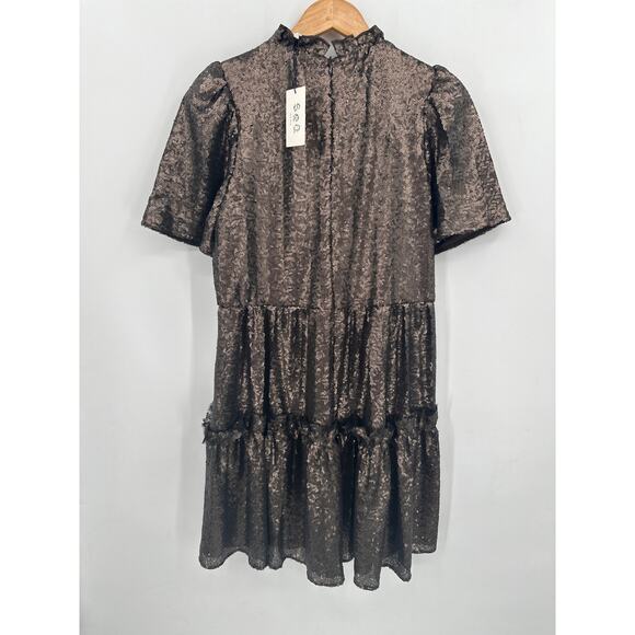 Sea New York Rachelle Puff Sleeve Dress in Bronze Size Large NWT Pockets - Picture 9 of 13